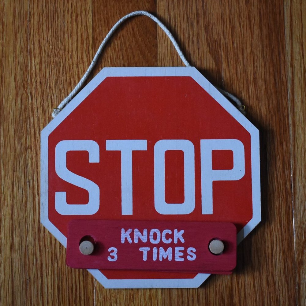 Kids' Stop Sign Wooden Door Hanger with Changeable Signs